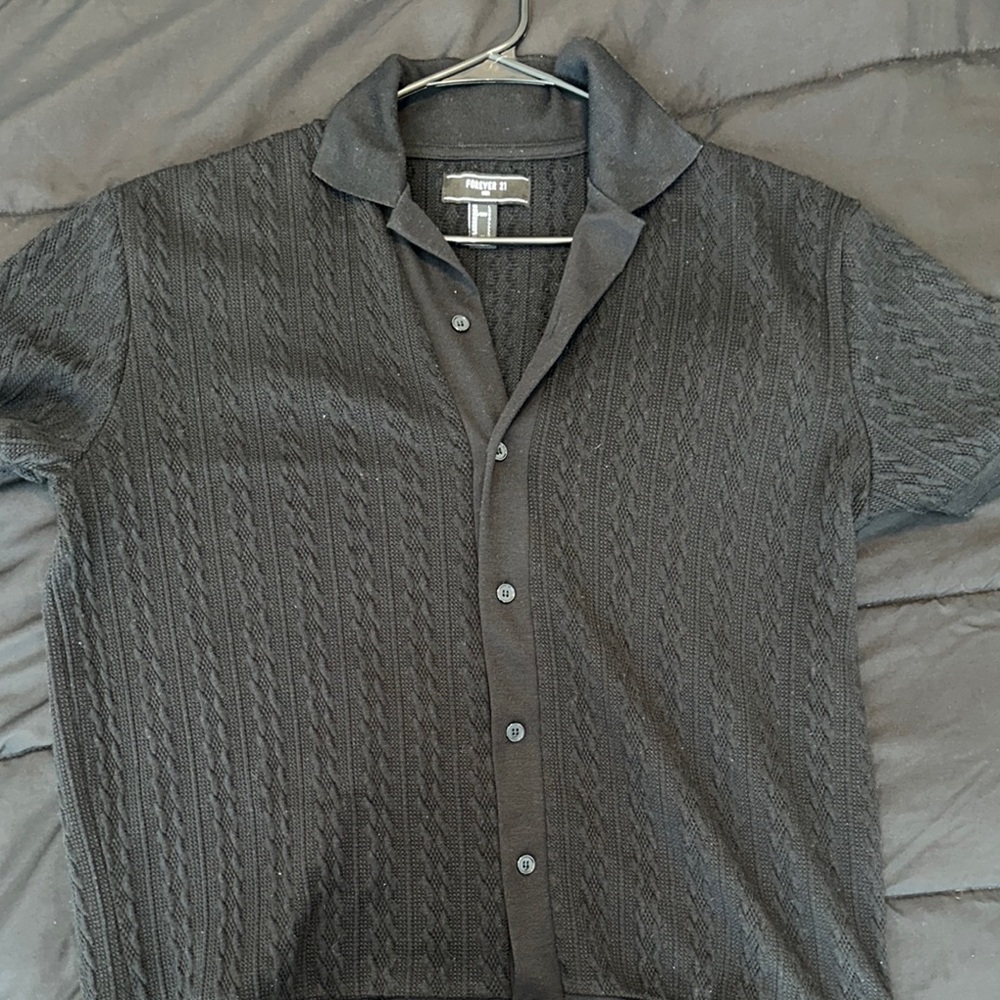 Forever 21 Black Textured Men's Shirt